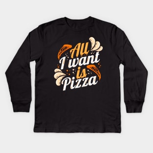 A nice Peperoni, Tomato, Olives, Salami Pizza Kids Long Sleeve T-Shirt